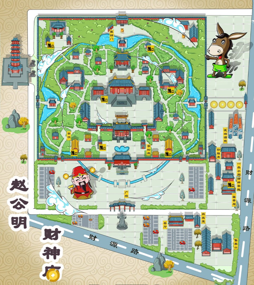 瓯海寺庙类手绘地图